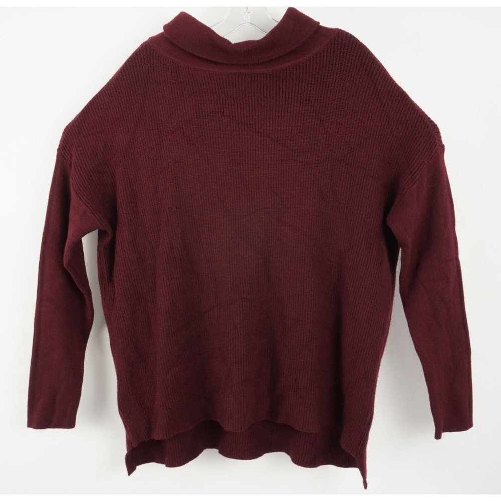 New Devotion by Cyrus Womens Size L Oversized Maroon Rib Knit Cowl Tunic Sweater